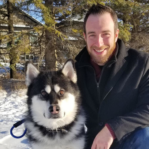 Edmonton Chiropractor Dr. Joseph Tanti and his dog Moose