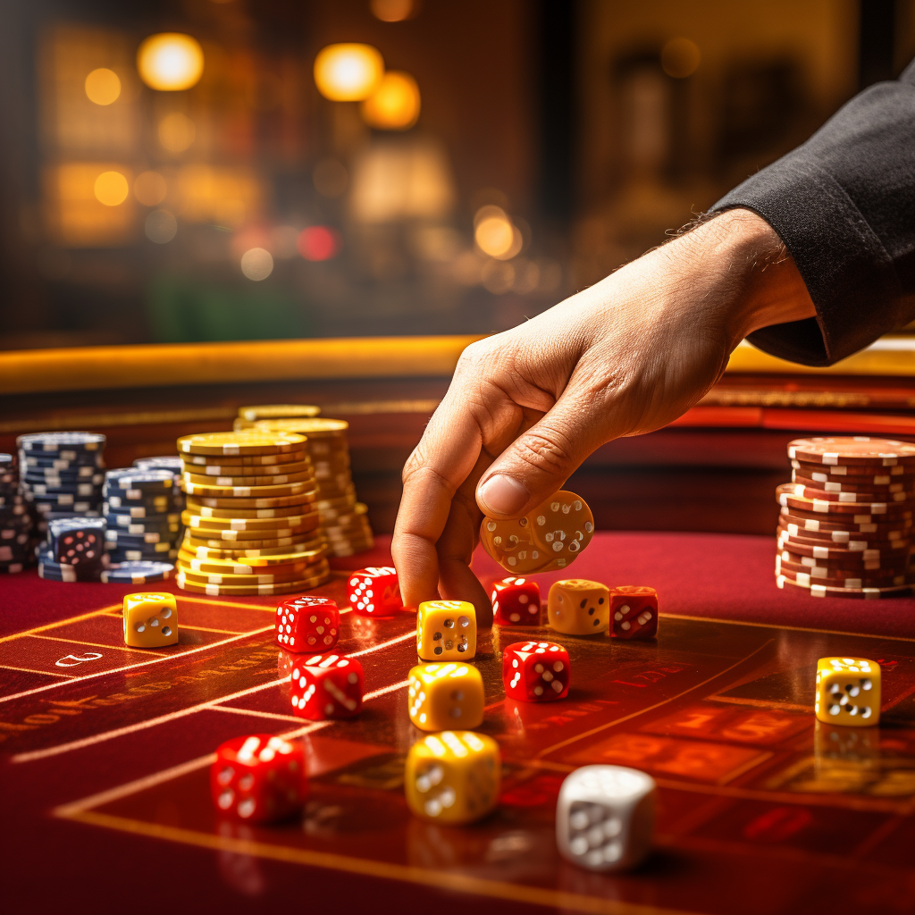 A person gambling rolling dice