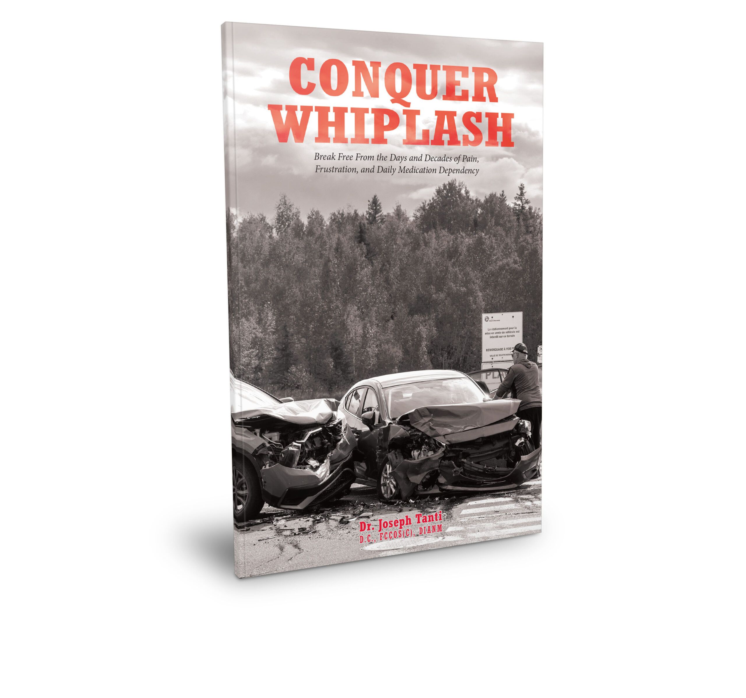 Cover image of the book titled 'Conquer Whiplash,' featuring a bold font with dynamic colours on a white background